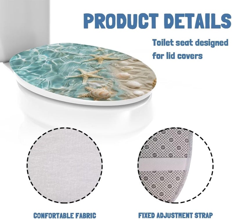 Flashideas Starfish Shell Toilet Lid Cover Soft Plush Seat Bathroom Decoration Accessories Fits Most Toilet Lids for Bathroom Decor Easy to Clean Toilet Lids for Bathroom Machine - Image 5